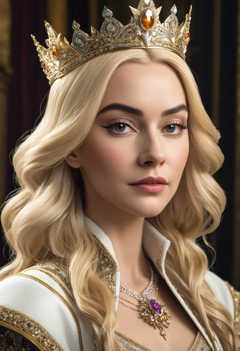 queen with blonde hair, full character view