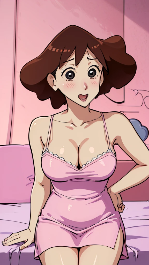 Misae Nohara, (Auntie:1.5), (Mature Woman:1.5), (absurderes, 8k, 4K, masutepiece, hyper extreme detailed:1.2), Best Quality, Perfect Anatomy,Perfect face,High humidity, (Very huge big:1.7), (A sheer pink nightgown:1.4), (Wet:1.2), (Alley:1.3), Graffitied wall, Garbage can, Scattered trash, (Brown eyes:1.2), (Clothing is revealing:1.2), Exposed shoulders, Torn clothes, Are pregnant, Firm breasts, Upturned nipples, (blush:1.2), (Outdoor:1.5), (Out:1.3), (orgasm face:1.4), Sitting, (Masturbating:1.5), Smile, (spread legs:1.3), (spread pussy:1.2), (Sweaty:1.35), (oiled skin:1.3), (necklace:1.2), choker, Earrings, Black leg tights, (Tattoo:1.2), (Thick pubic hair:1.3), (night:1.3),