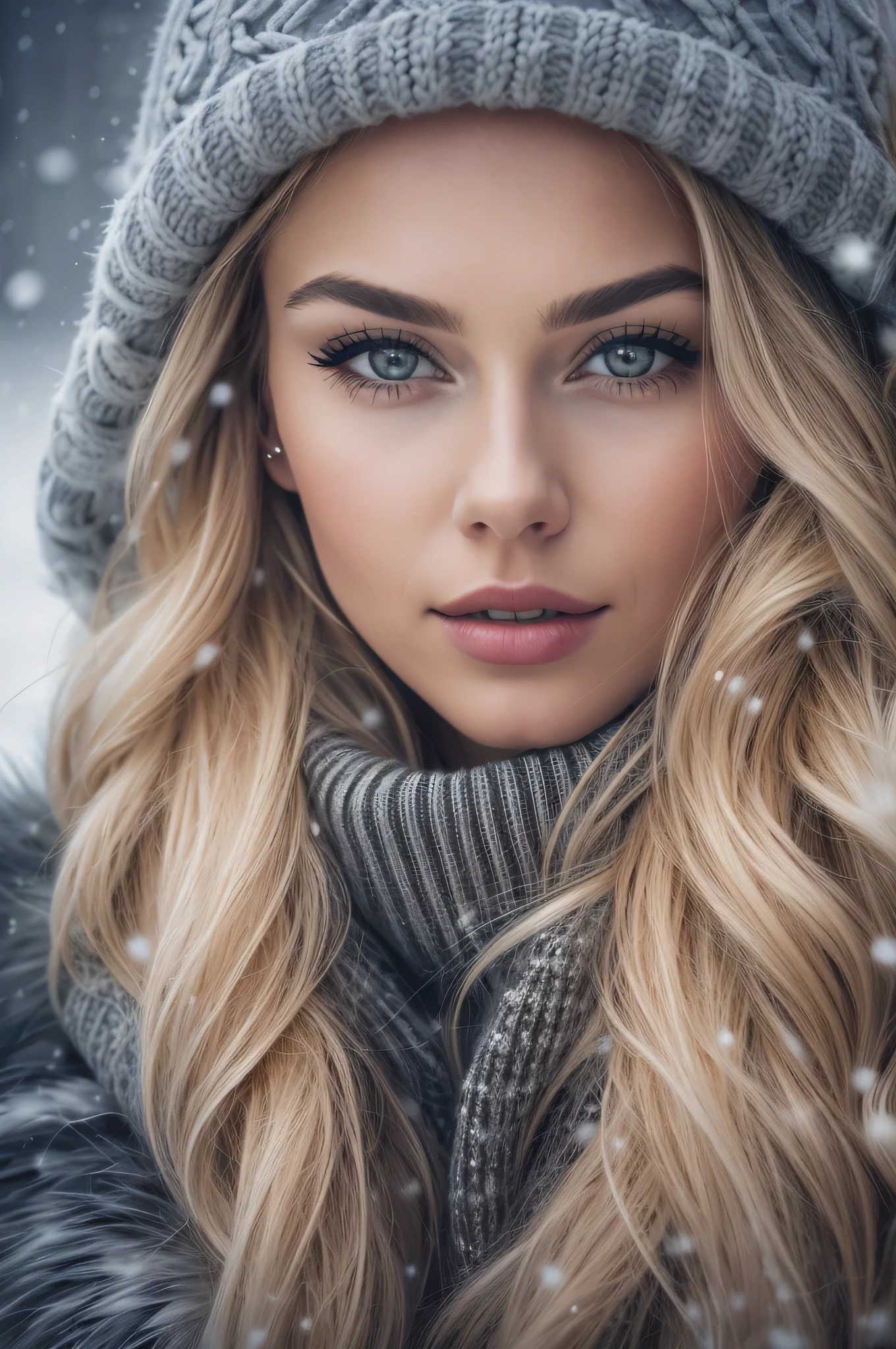 professional portrait photograph of a gorgeous Norwegian girl in winter clothing with long wavy blonde hair, gorgeous symmetrical face, wearing elegant warm winter fashion clothing, snowing, fog,ultra sharp, detailed face,
stunning modern urban environment, ultra realistic, highly detailed, intricate, sharp focus, depth of field, medium shot, hdr, 8k, perfecteyes eyes, high contrast