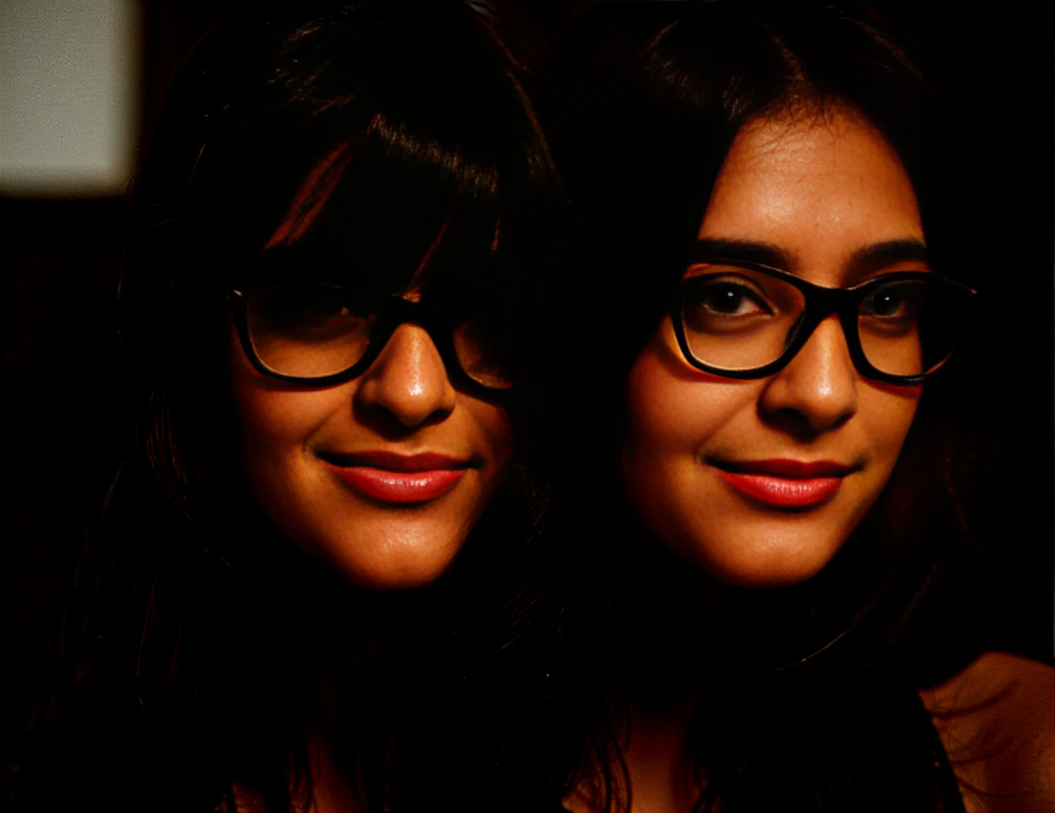 a beautiful young woman of 20 years old, straight black hair, black eyes, glasses, looking in profile, high quality, detailed facial features, realistic, photorealistic, photo-realistic, vibrant colors, soft lighting, cinematic composition, dramatic lighting