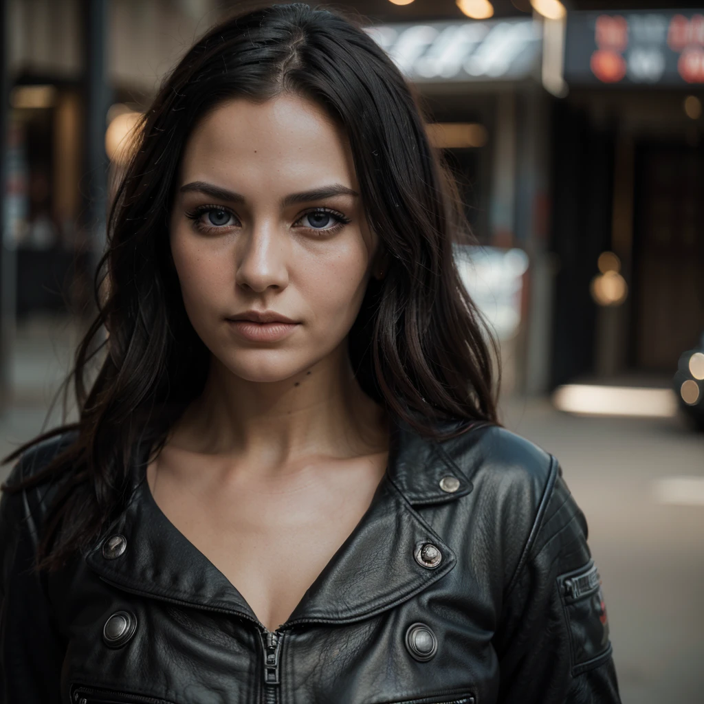 a girl standing next to a Harley Davidson motorcycle, detailed portrait, beautiful detailed eyes, beautiful detailed lips, extremely detailed face, longeyelashes, intricate details, photorealistic, 8k, highres, hyper detailed, masterpiece, realistic lighting, natural colors, cinematic lighting, dramatic contrast, oil painting, vibrant colors