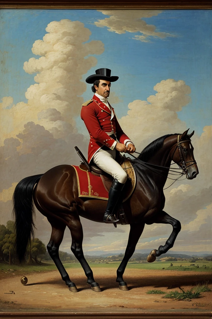 Create José Gervasio Artigas using images from the internet, in an epic pose on his horse 