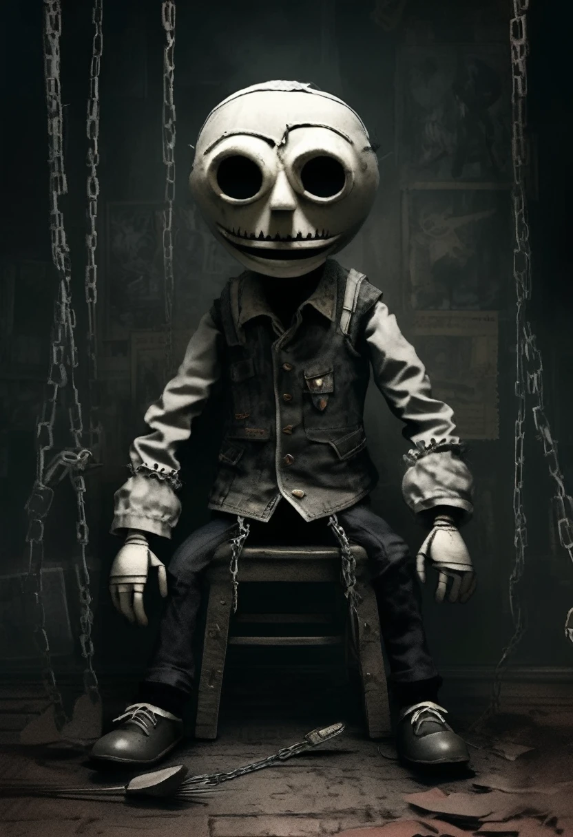 Carlson, personaje de dibujos animados de marionetas de cuento de hadas que vive en el techo. completely dark room, granoso, entorno inquietante, tono blanco oscuro. creepypasta: a rapper&#39;s vision from the shadows. estilo de charlie bowett, Albert José Penaud, Dariusz Zawadzki. tetsuya ishida. Zdzislaw Beksinski. Patrizia Piccinini. marca powell. sven 37.