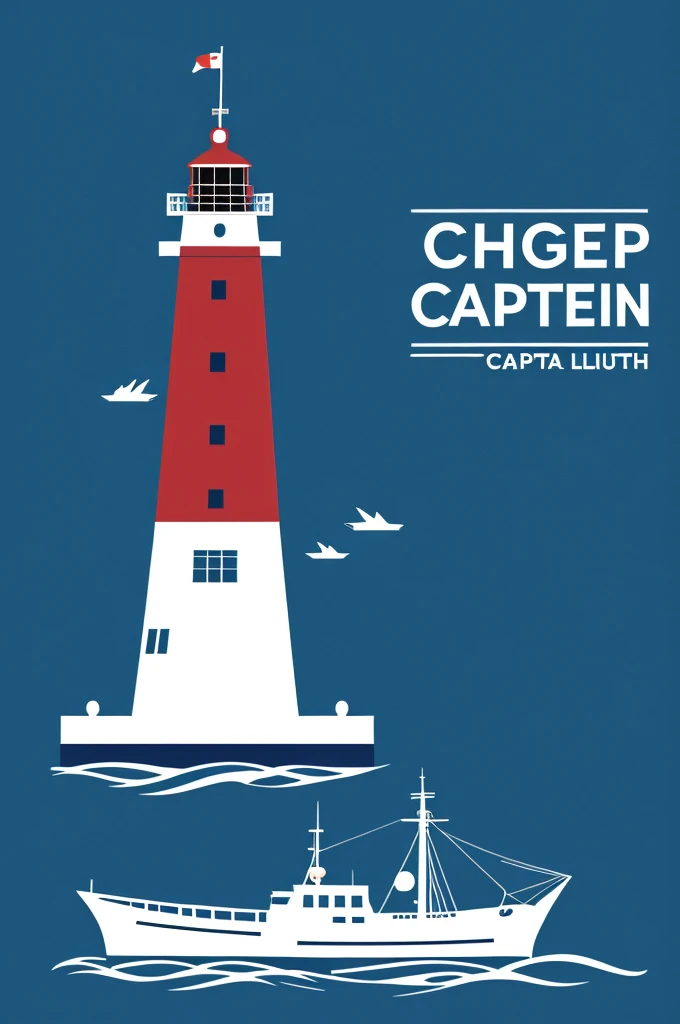 Logo with a ship captain, rudder and port lighthouse