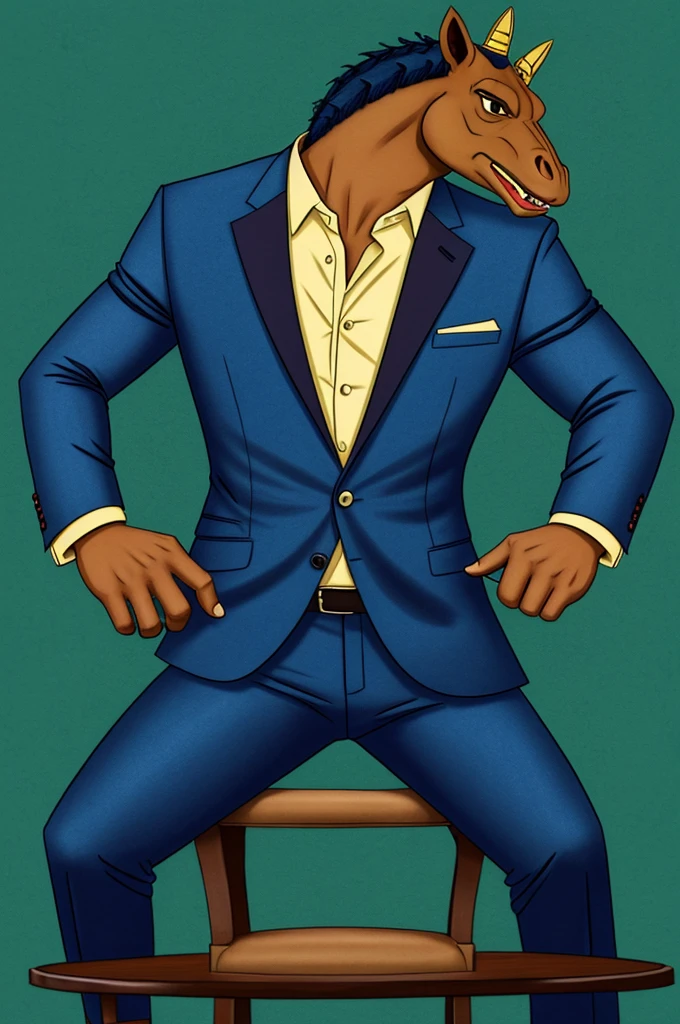 cocodrilo elegante con traje al estilo de dibujo de "bojack horseman"