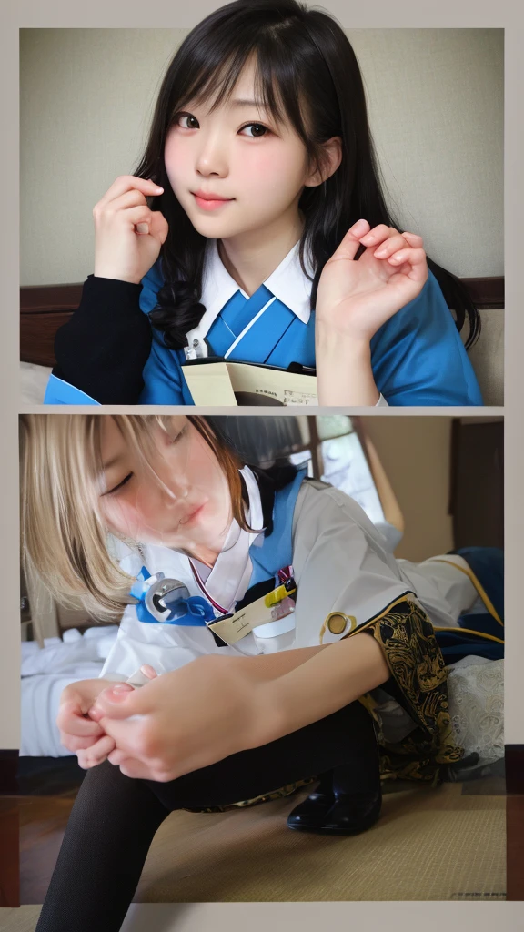 最high quality、high quality、best image quality、8K、最High resolution、High resolution、最high quality、masterpiece、RAW photo、whole body photos、Realistic human body with detailed details、Realistic skin in every detail、Realistic face in every detail、Realistic eyes in every detail、Realistic lips in every detail、Realistic teeth in every detail、Realistic ears with attention to detail、Realistic hair with detailed details、Realistic arms with attention to detail、Realistic hands with attention to detail、Realistic fingers with attention to detail、(fine hands、thumb1reference4)、Realistic legs with attention to detail、Realistic feet with attention to detail、((beautiful japanese girl))、(japanese model), (japanese woman)、((18 year old beautiful girl))、(black hair)、(straight hair)、((whole body))、((Upward beautiful breastedium chest))、(slim style、slender style)、(whole body glossy skin、Fair skin)、Detailed and realistic human body、detailed realistic skin、detailed realistic face、detailed realistic arms、Detailed realistic fingers、Detailed realistic feet、soft natural light、nurse、Nursing clothing、nurse uniform、Red Cross Medical Women's Uniform、red cross symbol、((Pure white transparent see-through(cross top nurse clothes、Nurse Mini Skirt))、((in the hospital room(Pose that makes your thighs look beautiful))