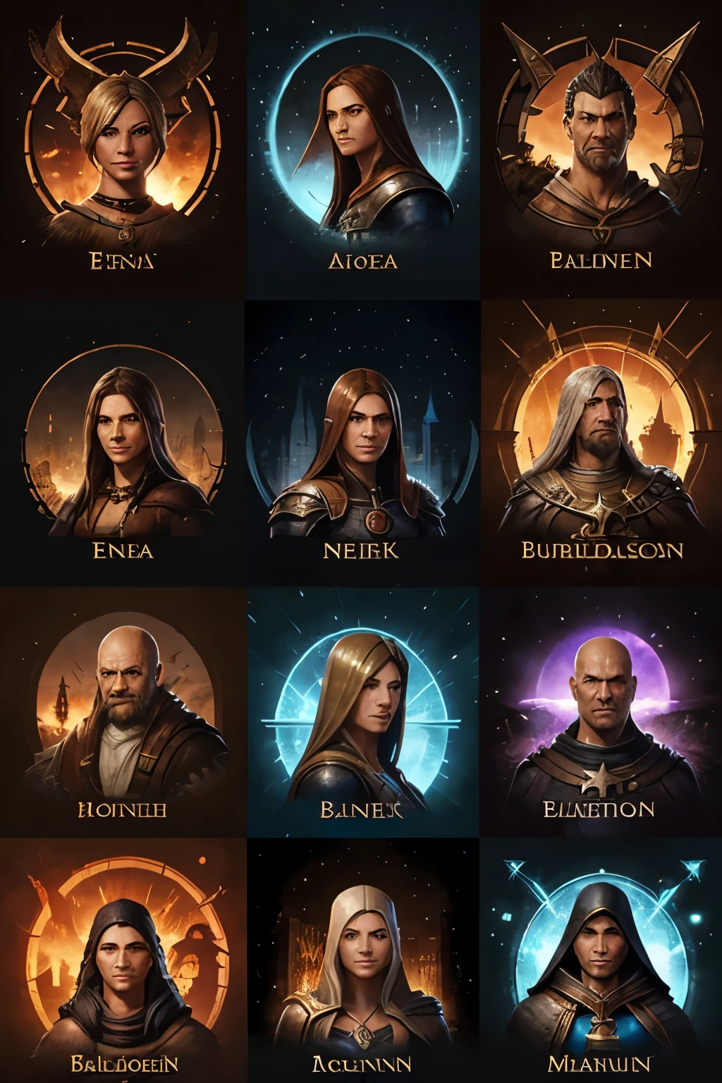 15 class icons for an active community in the Baldurs Gate 3 style or something similar.