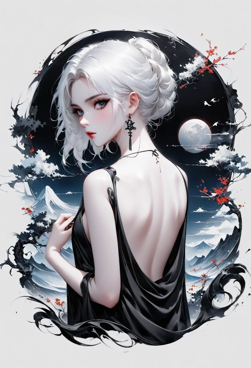 (Lots of white space:1.5),(Lots of white space around:1.6), White background, simple, Minimalism, abstract,Freehand,Aesthetic,black and white,Ink Painting,antiquity,a mountain,一个远处的Back,(Back:1.7),A beautiful artistic illustration, author:Li Song, Arte no estilo de guweiz, arte shin jinyoung, Obra-prima de guweiz, Ross chart 1. 0, Beautiful digital illustrations, Inspired by non-WLOP, Cute and cute digital art, jingna zhang, guweiz, Stunning digital illustrations
