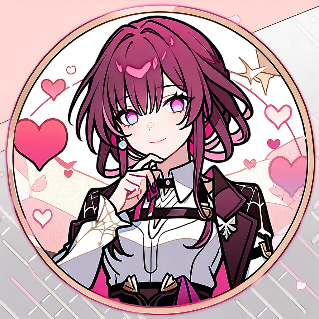 (circle frame1.7),1 woman,kafka (honkai star rail),love,hearts,icon, circle frame,
