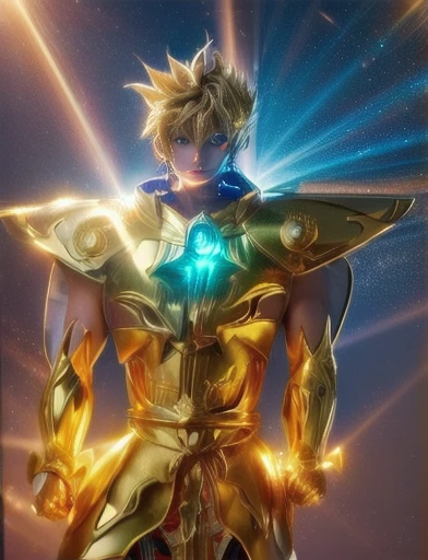 1.boy, saint seiya armor, blue and golden, beautiful light effects, vibrant colors, beautiful armor decourations, uhd, masterpiece,