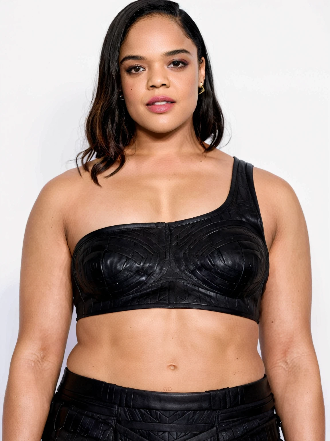 Extremely gorgeous woman Tessa Thompson AS A WAKANDAN WARRIOR, DETAILS, GOOD SKIN, highly detailed, skin pores, sharp focus, amazing details,