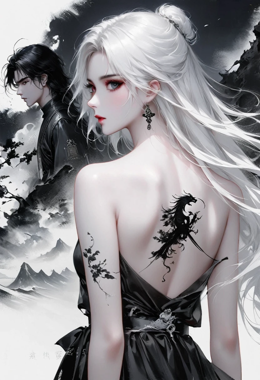 (Lots of white space:1.5)，(Lots of white space around:1.6), White background, simple, Minimalism, abstract,Freehand，Aesthetic，black and white，Ink Painting，antiquity，a mountain，一个远处的Back，(Back:1.7),A beautiful artistic illustration, author：Li Song, Arte no estilo de guweiz, arte shin jinyoung, Obra-prima de guweiz, Ross chart 1. 0, Beautiful digital illustrations, Inspired by non-WLOP, Cute and cute digital art, jingna zhang, guweiz, Stunning digital illustrations