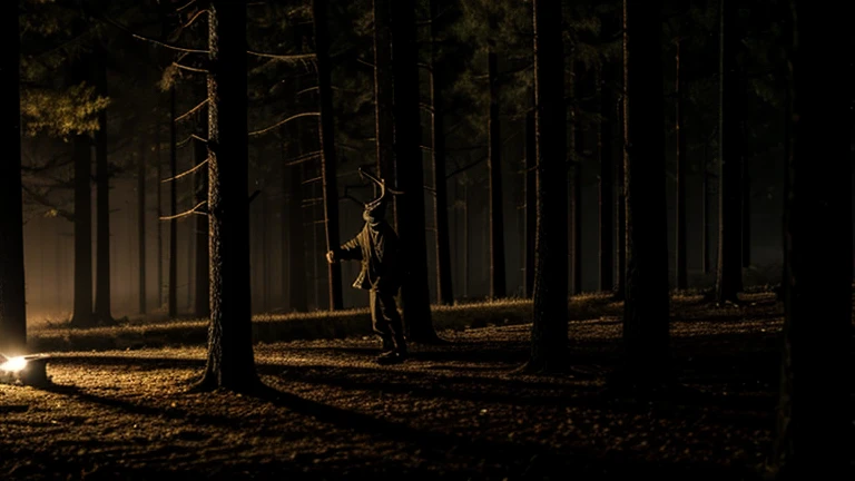 Scp, woods, night, fog, skinny long limb figure, cramp krampus.