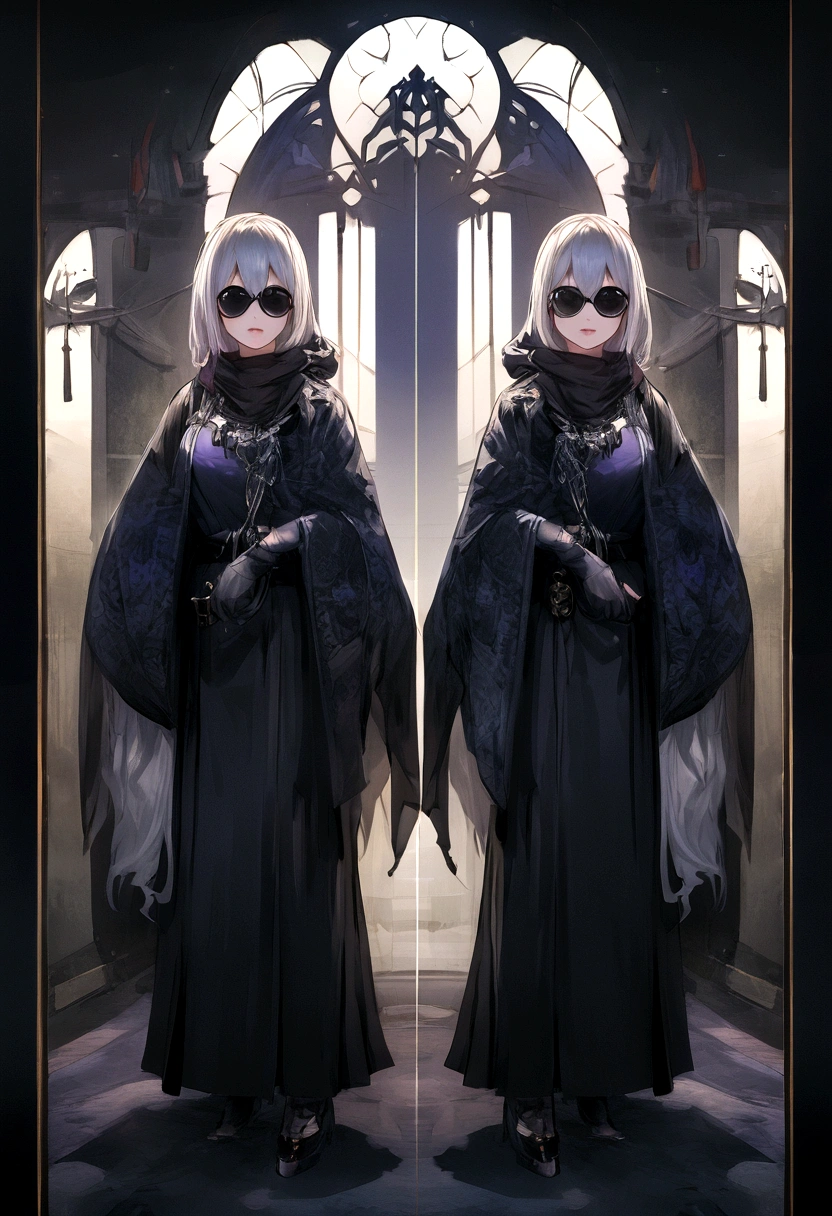 In this prompt, we will generate a detailed image of a girl wearing a poncho with short, silver hair. She has a gothic makeup look, with black lipstick, and is wearing a cowboy hat. She is also wearing a scarf and garami, a traditional Japanese garment. The girl has a tomboyish style and is standing upright. The image should showcase her full body and emphasize her medium-sized breasts.
For the image quality, we want the best quality, with a resolution of 4k or 8k. It should be ultra-detailed and realistic, with professional-level rendering. The colors should be vivid, and the lighting should create a studio-like atmosphere. The image should have sharp focus and use physically-based rendering techniques to enhance the overall effect. Additionally, we can incorporate a bokeh effect in the background.
To enhance the artistic style of the image, we will incorporate elements of the portrait genre, with a touch of the gothic aesthetic. The color palette should convey a darker tone, with a focus on cooler shades such as blue and purple.
Remember to use commas to separate the tags and maintain the correct order of importance. Make sure to use the correct punctuation and formatting rules when generating the prompt
