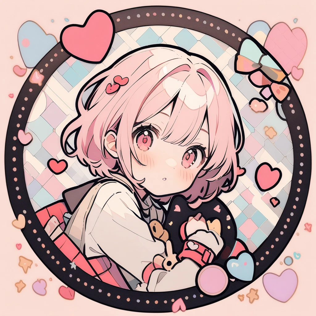 (circle frame1.7),1 woman,love,hearts,icon, circle frame,