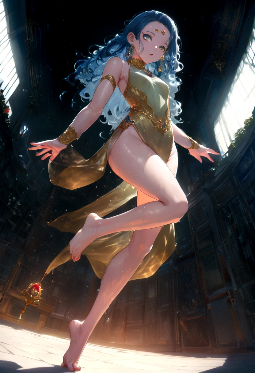 (Raw: 1.2), (Realistic: 1.4), (Clarity: 1.4), (two womans), 16yo, ((hight: 2.0)), ((Obesity: 1.6)) ((Tongue nails), (Lip nails), (Umbilical nails), (gemstones refract dazzling light))), ((?????: 1.8), (??????: 2), (Abs: 0.7), (????????: 2.0), (pale skin, fine skin, Seductive expression, double eyelids, lips with a gelatinous texture, glossy lips, Little cherry mouth, Small lips rose up,  Lip pins under the lips, pattern under the eyes, Gold Pattern, tattooed on his forehead, Diamond fixation on the forehead, shiny hair on the forehead, (((flawless skin texture)))), real pores, Textured skin, (Use of gemstones, pearls, emerald, amber,), (Dynamic hair, high ponytail hairstyle, curly hair clips, layered hair, wet hair, loose hair, Wet skin texture),  Sweat is dripping everywhere, sparkly skin, luminous skin, radiant, Eyes, Looking at the camera, High quality detail, Cinematic lighting, ((back light)), Absurd, Unbelievably ridiculous, huge filesize, Ultra Detailed, High Resolution, Very detailed, Best Quality, Masterpiece, illustartion, Very detailed, computer graphics, Unified, 8k wallpaper, Incredible, finely detail, Masterpiece, Light on the face, back light,  Cinematic lighting, (((full body wide angle)))), (((Fisheye))), ((Side to Lens)), ((Bottom view)), (((High proportions of jumpers' heights)), ((())),(())),(without socks))),(????????))),((no shoes))),(???? footed))),((dynamicpose)), (fighting posture))), ((full - body))), ((Leg Raise)), (Leg clearance))))), (Greek Foot), (Carefully Groomed Nails),((Delicate little fingers, Perfect fingers)))), (Camel fingers), ((body structure correct)),(((correct dissection))),((The clothes: transparent cheongsam made of transparent plastic, ????????? design))),(gems, diamonds, pendants, necklaces, waist chains, earings