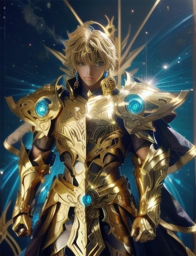 1.boy, saint seiya armor, blue and golden, beautiful light effects, vibrant colors, beautiful armor decourations, uhd, masterpiece,