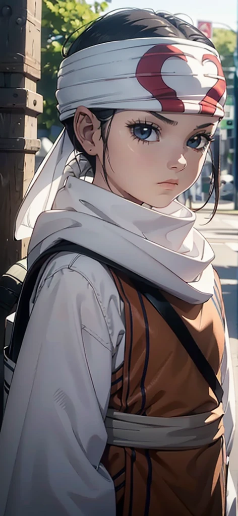 Detailed face Looking at viewer emotionless eyess emotionless expressionless Beautiful ??? face quality clothing Extremely beautiful cute kid 7year old kid kid body extremely detailed clothing expensive cowl bandana on forehead profile image full body image style beautiful kid face side view ultra cute face ??? beautiful kid kid like face 1080 16k very_high_resolution