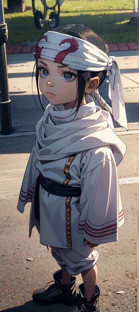   Detailed face Looking at viewer emotionless eyess emotionless expressionless Beautiful ??? face quality clothing  Extremely beautiful cute kid 7year old kid kid body extremely detailed clothing expensive cowl bandana on forehead profile image full body image style beautiful kid face side view ultra cute face ???  beautiful kid kid like face 1080 16k very_high_resolution 