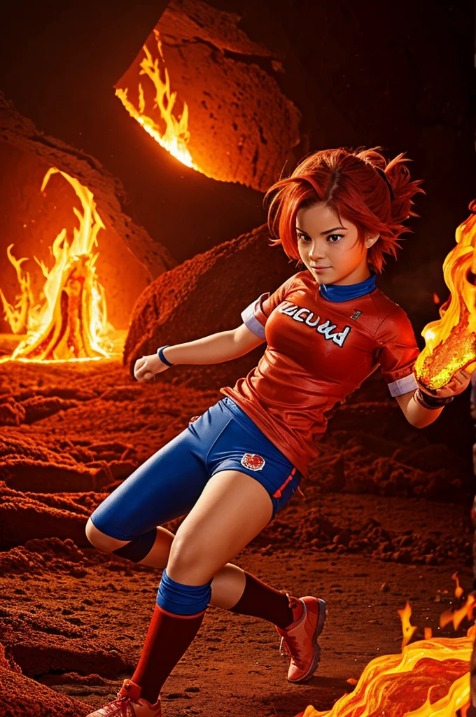 Chica peliroja con poderes de lava version boku no hero
