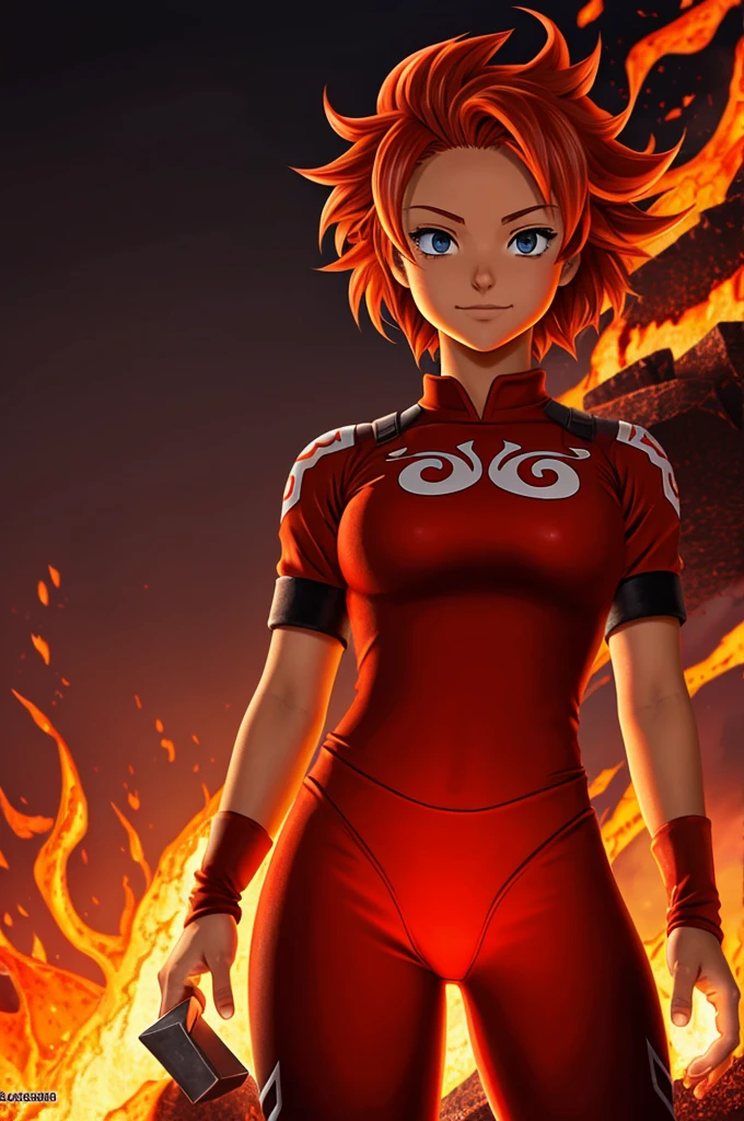 Chica peliroja con poderes de lava version boku no hero anime
