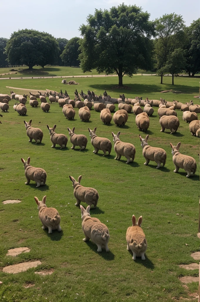 A herd of rabbits turned to stone.