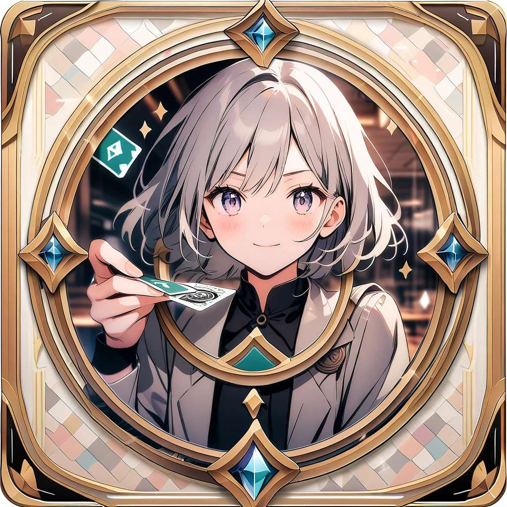 (circle frame1.7),game card in hand,icon, diamond circle frame