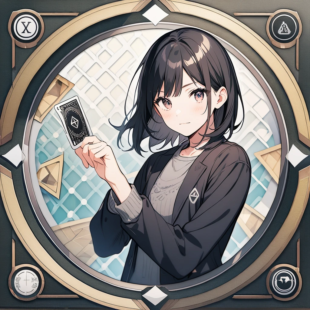 (circle frame1.7),game card in hand,icon, diamond circle frame