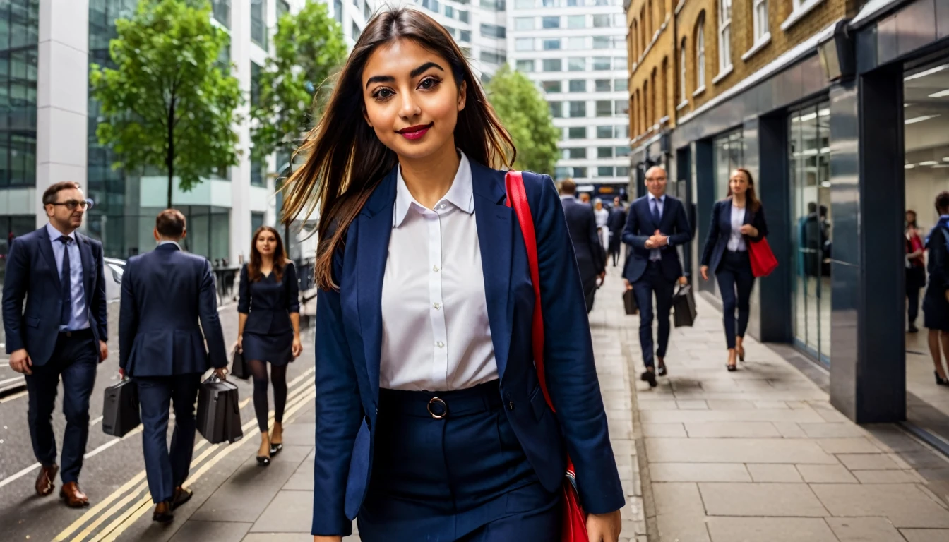 a girl going to office in london