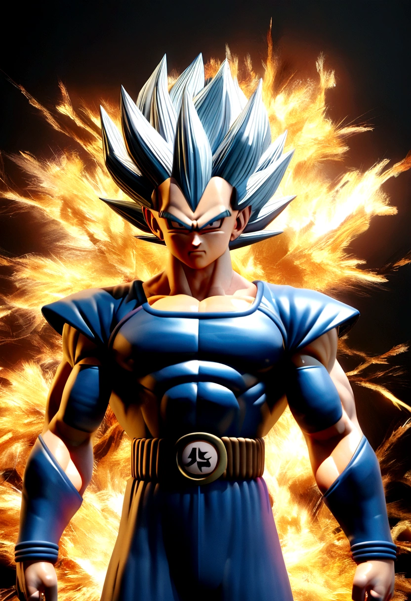 Create a 3D, anime, and realistic style image of Goku and Vegeta from Dragon Ball Super in their highest forms, both performing powerful energy attacks with intense anger on their faces.