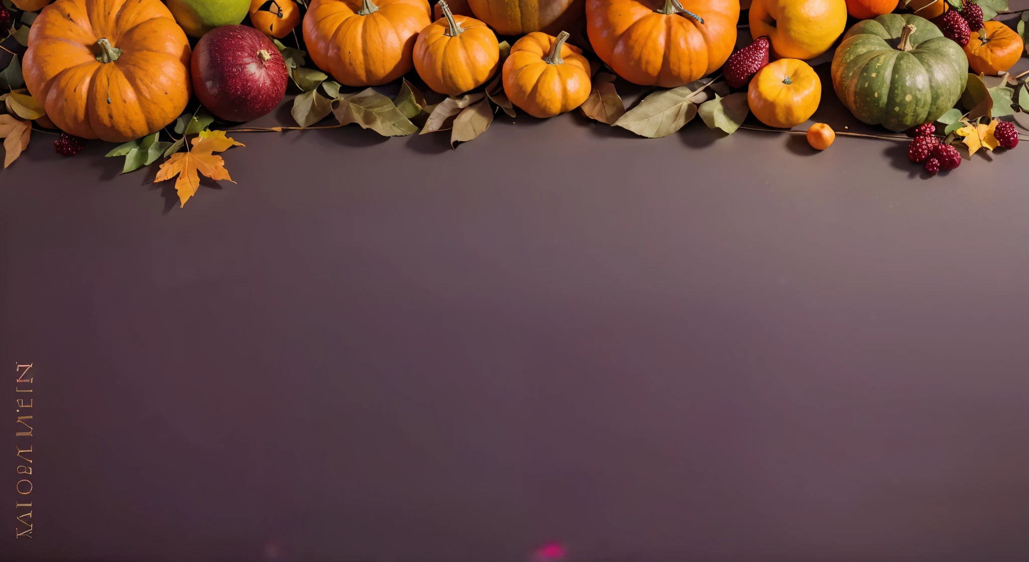 3D style pumpkins and autumn fruits on green background