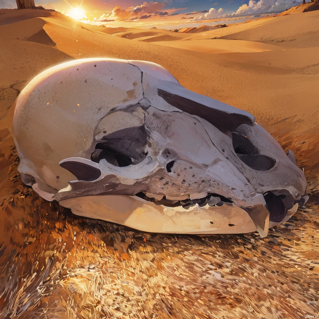 animal skull, dead animal, in the middle of savana, just regular animal skull, 