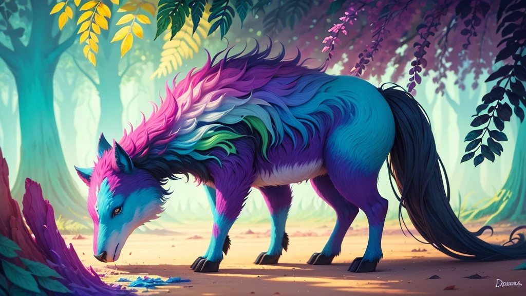 magical nature animals made of colorful paints. tintas derramadas por toda parte