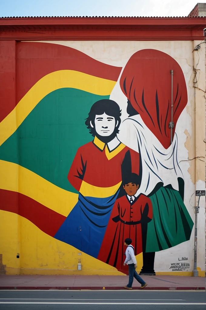 A mural referring to education between Chile and Bolivia 