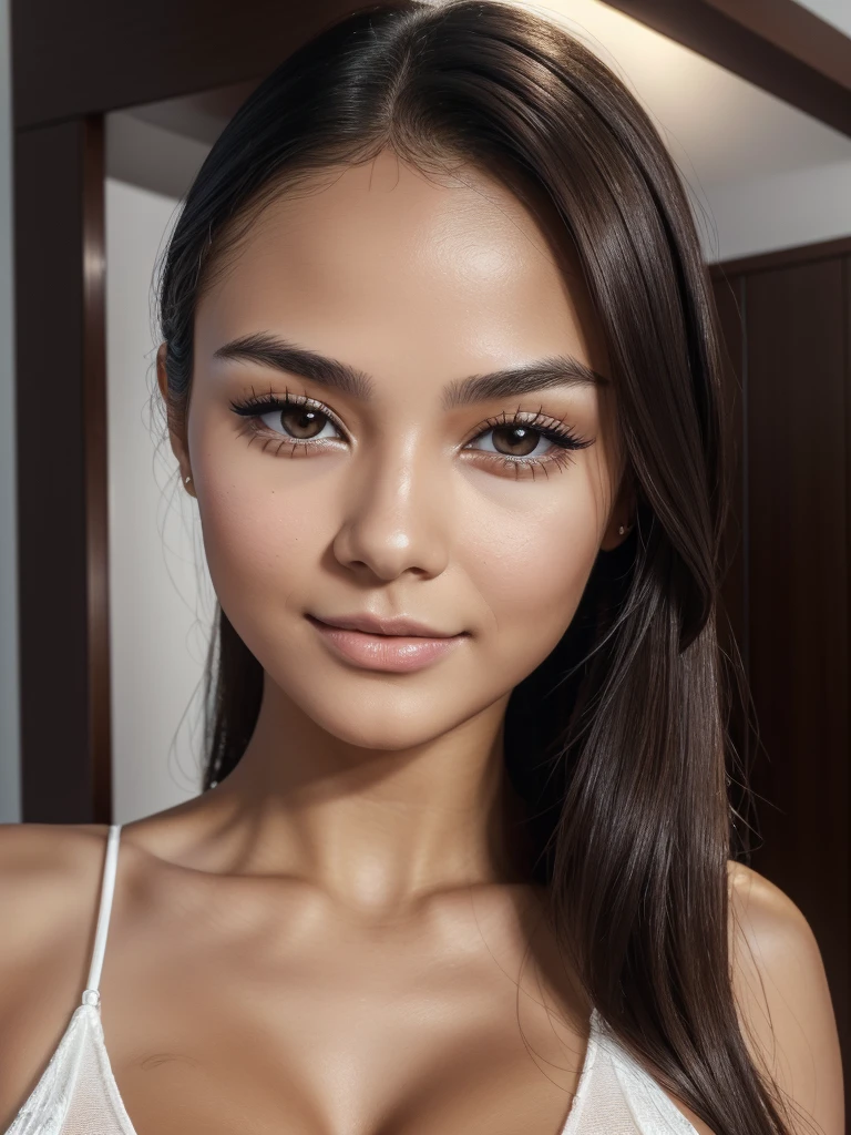 ((Beautiful)+nerd:0.8+cute:0.9) three girls, 18_years_woman, young_facial_feautures, (short_head:1.5 round_face:1.5), long_hair straight_hair (black_hair:1), symmetric_eyes:1 monolid_eyes:1 large_eyes:1.2 short_eyes:1.2 eye_wings:0.8 brown_eyes:1.5 mahogany_brown_eyes:1, double_eyelid:0.8, small_eyebrows:1.5 rounded_eyebrows:1.3, (tanned_skin:1.3), european_nose:1 delicate_nose:1.2, young_gorgeous_woman, feminine_cheeks large_cheeks:1.3 round_cheeks:1.2 cheek_dimples:0.9, small_lips:1.4 pink_lips:0.9, most_beautiful_woman (1Woman:1.5, (Masterpiece, 8K, best quality, highres:1.5), (three_quarter_shot:1.5, looking_at_viewer:1.5, body_looking_at_viewer:1.5), white_photoshoot:1, white_room:1, white_backdrop:1.5, standing, neutral_body_posture:1.5, (neutral_facial_expression:1.5, closed_lips:1), wearing white_strapless_mini_dress), slender_body:1, short_body:1, (big breasts:1.3)
