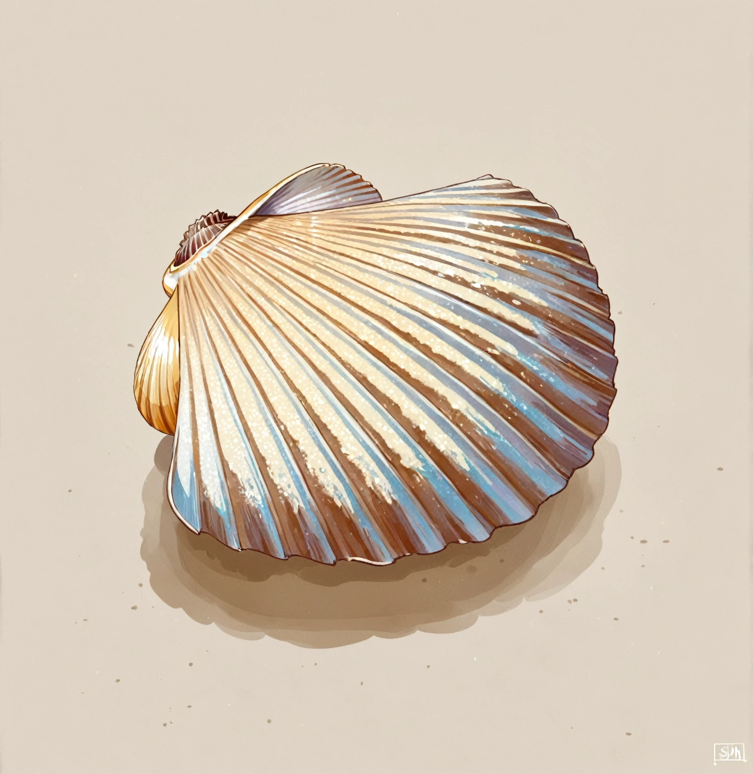 seashell, drawing, digital art