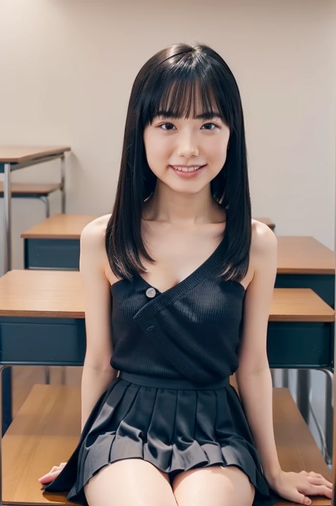 do sex, do fuck, slender girl, (make up:1.1), (nude:1.2), small breasts, at school room, (upper body shot:1.1), cowboy shot
