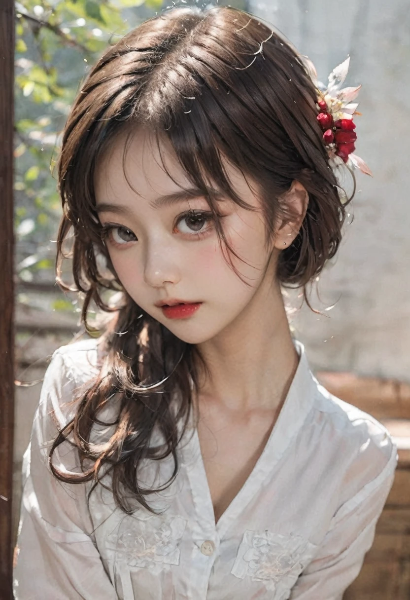 (1 Mechanical Girl)、top-quality、masterpiece、超A high resolution、(Photorealsitic:1.4)、Raw photo、1 girl、Golden hair、glowy skin、(((1 Mechanical Girl)))、(LED Lamp Mechanical Helmet)、(Small LED)、((super realistic details))、portlate、globalillumination、Shadow、octan render、8K、ultrasharp、Colossal 、Raw skin is exposed in cleavage、metals、Details of complex ornaments、Japan details、highly intricate detail、Realistic light、CGSoation Trends、Red Eyes、radiant eyes、Facing the camera、neon detailechanical limbs)、(blood vessels connected to tubeechanical vertebrae attached to the back、mechanical cervical attaching to neck、(Wires and cables connecting to the head)、Gundam、Small LED、,Mechanical thighs、Toostock、