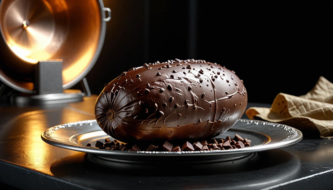 ((full scene, movie scene:1.2)), (((Dutch angle: 1.2))), (((masterpiece))), presentation, best quality,  illustration,  Hyperdetailed,  RAW realistic photography of a chocolate potatoe, served and presented on a silver plate in a spotlight,  a  36k, high definition,  cinematic, realistic stylized digital art,  ultra high definition,  8k,  unreal engine 5,  ultra sharp focus,  intricate artwork masterpiece,  ominous,  epic,  4k details,  ultra details,  dynamic lighting,  cinematic,  photo-realistic,  50mm lens,  f/2.8,  natural lighting,  HDR,  realism,  mysterious,  64 megapixels,  depth of field,  hyperrealism,  photorealistic,  32k ultra fine detail,  masterpiece,  High detailed,  Realism,  Epic,  Enhance,  Beautify,  Epicrealism,  intricate,  detailed,  500px,  (depth of field),  Realism,  REALISTIC,  Hyperrealistic,  Realism,  Photo,  Movie Still,  cinematic,  in a spotlight, more detail XL,  Movie Still,  more detail XL,  Movie Poster,  Extremely Realistic, image is taken with a ((Dutch angle: 1.2)), 