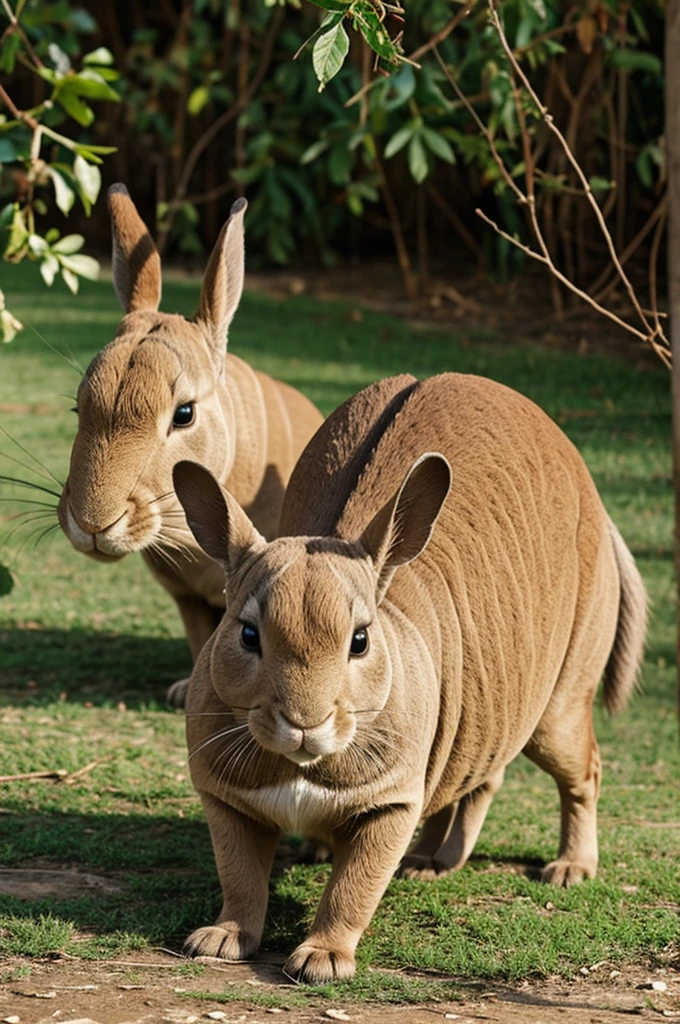 Conejo animado cute sentado con una lupa 
