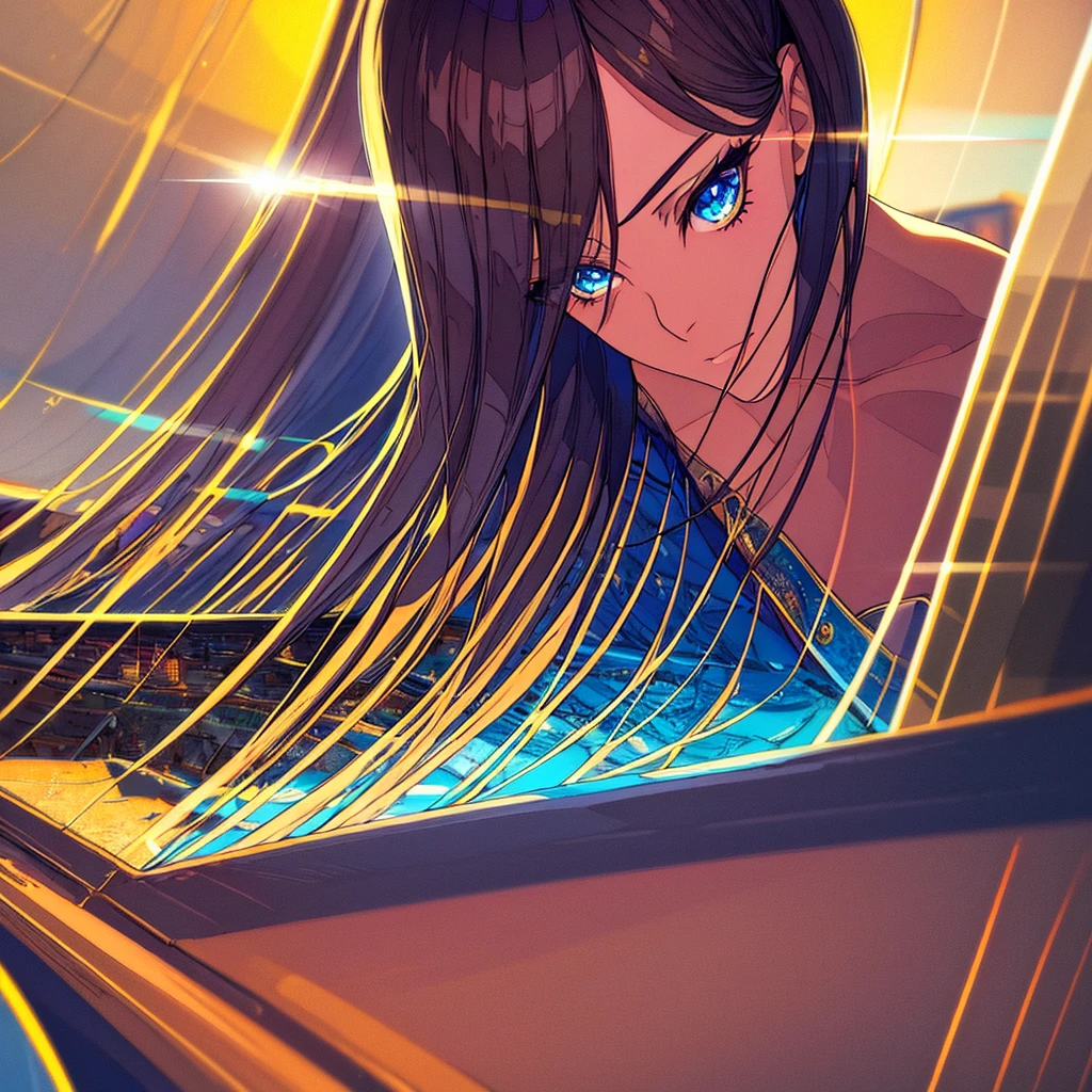 a beautiful girl with short golden hair and blue eyes, large muscular thighs, beautiful legs, wearing tight stockings, (best quality,4k,8k,highres,masterpiece:1.2),ultra-detailed,(realistic,photorealistic,photo-realistic:1.37),detailed eyes,detailed lips,extremely detailed face,longeyelashes,1girl,illustration,oil painting,3D rendering,sharp focus,physically-based rendering,extreme detail description,professional,vivid colors,warm lighting,portrait