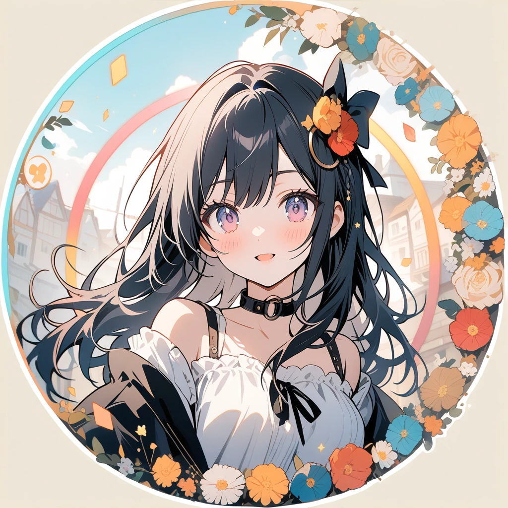 (circle frame1.7),1 woman,like icon,icon, circle frame,