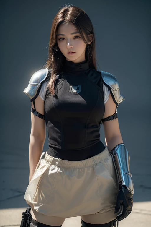 (masterpiece, high quality, lifelike, Ultra realistic, Remarkably high quality, photorealistic:1.5), Anime Woman Wearing a combat Body Armor Bulletproof vest minimalist logo design bright colors, high quality, extreme quality, super detailed