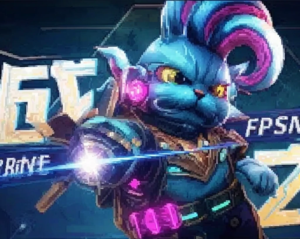 digital painting, cute style, glowing effects in the background, glow effects, anime style, character, cat, мир cyberpunkа, cyberpunk cat, character с лазерной пушкой в цветах cyberpunkа, cyberpunk, neon, blue tones, purple and gold, Gold Elements, the beam is directed towards the viewer