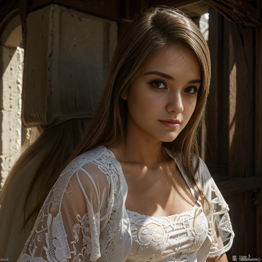 uma mulher de 23 anos, cabelos loiros, tons suaves, clear lighting, alto contraste, (textura natural da pele, hiper-realismo, luz suave, Afinado), peituda, Seminuas