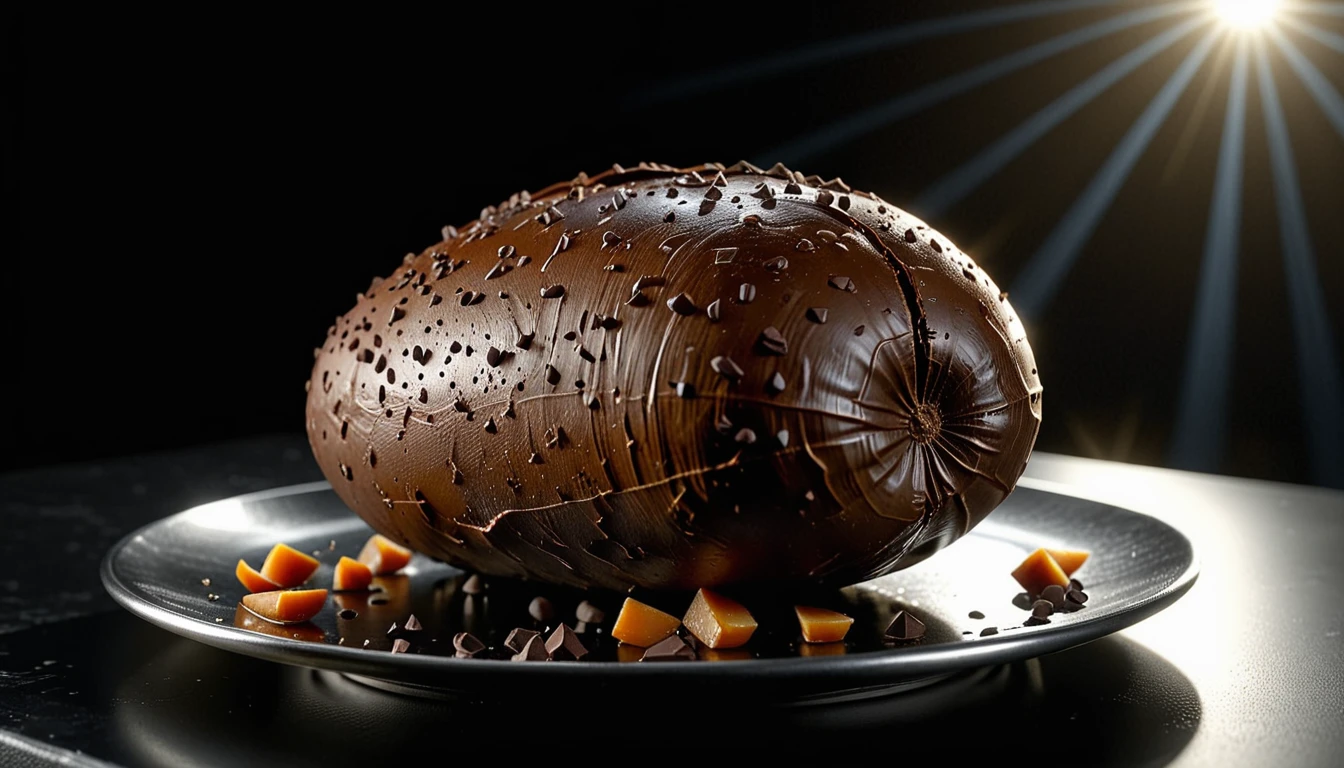 ((full scene, movie scene:1.2)), (((Dutch angle: 1.2))), (((masterpiece))), presentation, best quality, illustration, Hyperdetailed, RAW realistic photography of a chocolate potatoe, served and presented on a silver plate in a spotlight, a 36k, high definition, cinematic, realistic stylized digital art, ultra high definition, 8k, unreal engine 5, ultra sharp focus, intricate artwork masterpiece, ominous, epic, 4k details, ultra details, dynamic lighting, cinematic, photo-realistic, 50mm lens, f/2.8, natural lighting, HDR, realism, mysterious, 64 megapixels, depth of field, hyperrealism, photorealistic, 32k ultra fine detail, masterpiece, High detailed, Realism, Epic, Enhance, Beautify, Epicrealism, intricate, detailed, 500px, (depth of field), Realism, REALISTIC, Hyperrealistic, Realism, Photo, Movie Still, cinematic, in a spotlight, more detail XL, Movie Still, more detail XL, Movie Poster, Extremely Realistic, image is taken with a ((Dutch angle: 1.2)),