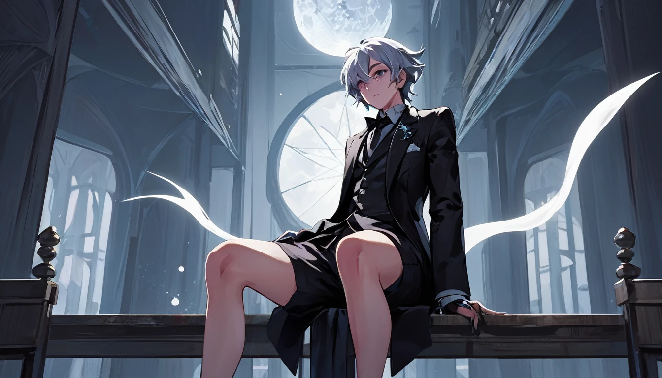 Sakuya, Magic Punk Style, Incredibly absurd, Concept Art, highest quality, Perfect lighting, figure, Vanishing Point, Sitting, View Viewer, Mature Male Characters, One boy, (No mouth:1.3), Men's Center, Masculine, Green Hair, Dyed bangs, Sparkling eyes, wear (Fantasy style groin plate and shin guards:1.1), Wheat field, Finely drawn backgrounds, Great background