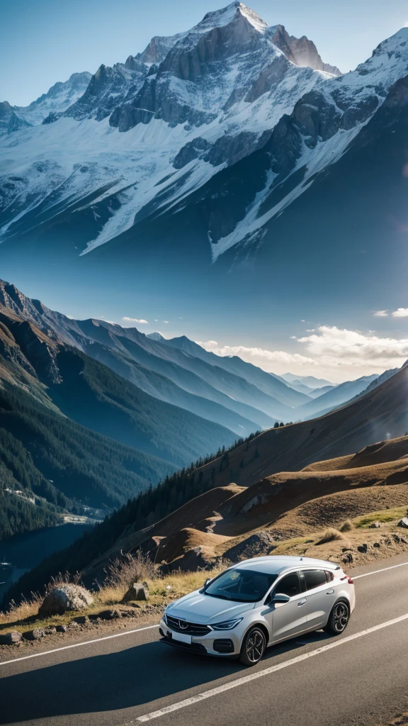Car driving on mountains