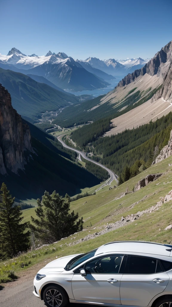 Car driving on mountains