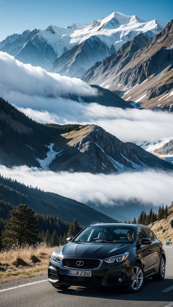 Car driving on mountains